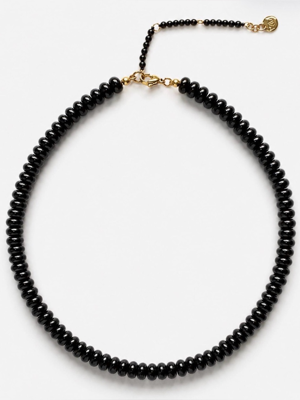 Black Agate Beaded Choker Necklace NWOT